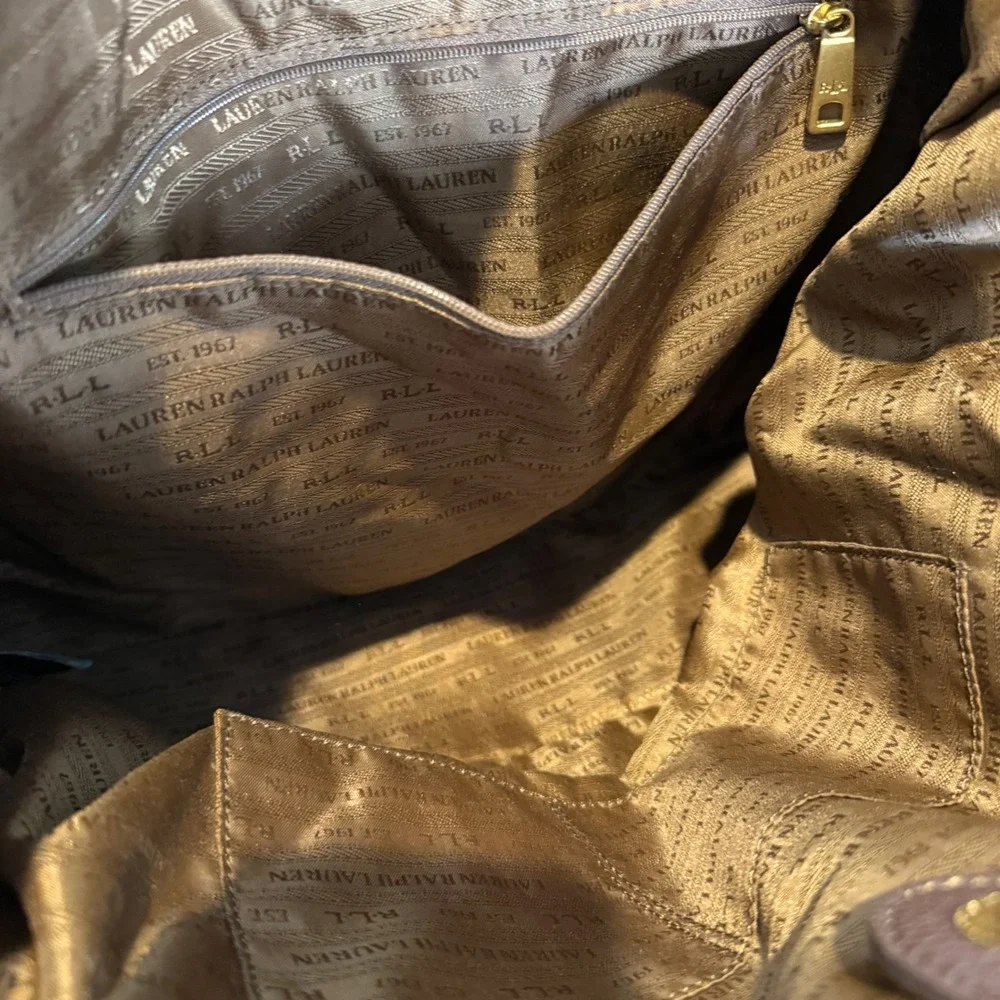 Lauren Ralph Lauren Brown Crochet Paper Straw Hobo Shoulder Bag Tote Large - Picture 6 of 13